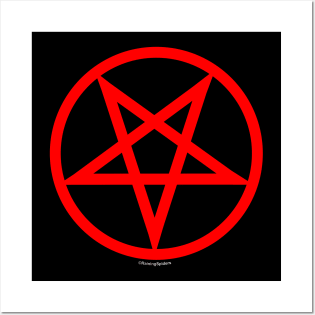 Pentagram - Satanic Inverted Star - Huge Red Satan Symbol Wall Art by RainingSpiders